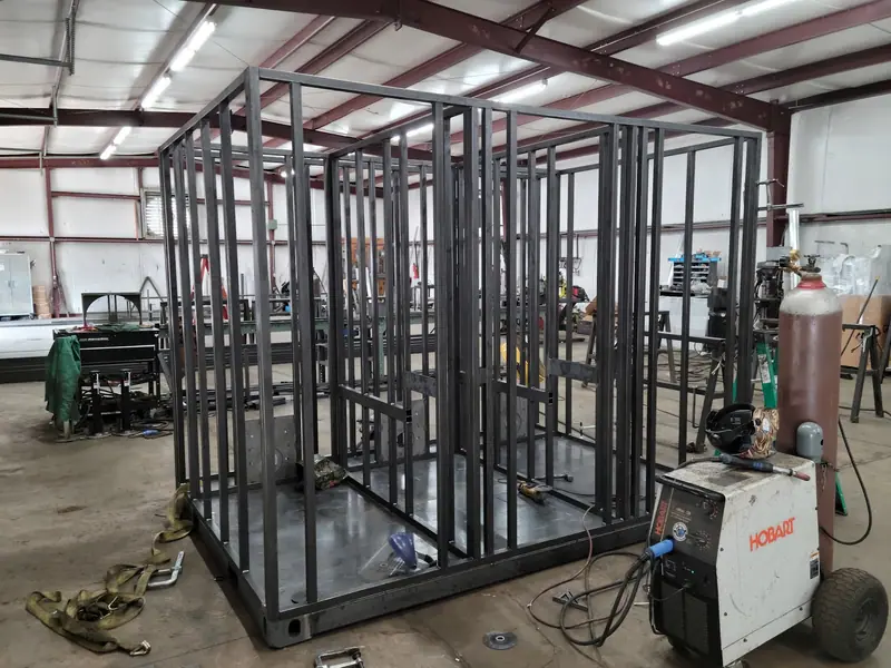 A trailer frame being welded in the plant in De Queen, Arkansas
