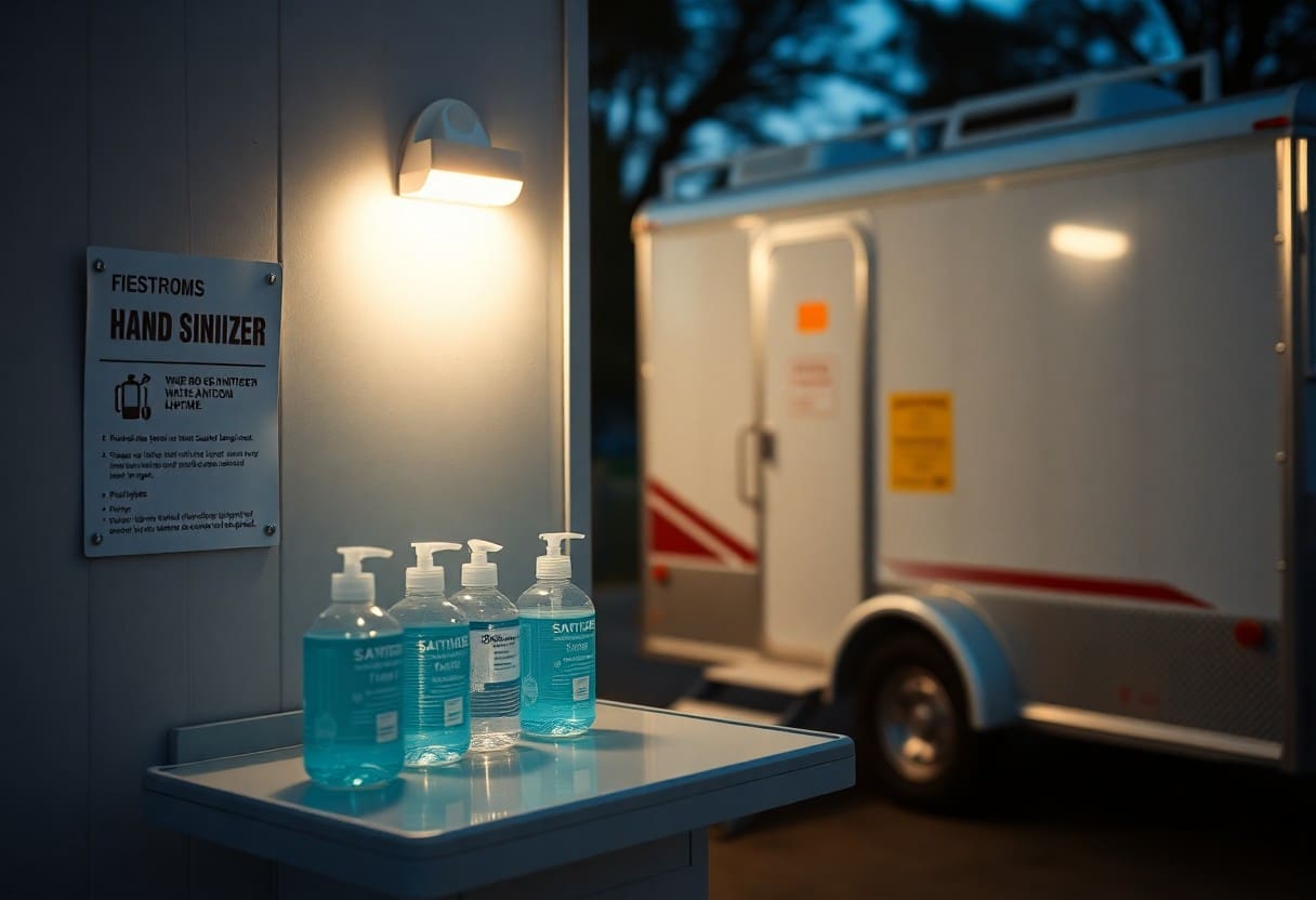 How To Ensure Hygiene With Hand Sanitizer Stations Near Restroom Trailers